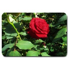 Deep Red Rose Large Doormat  by okhismakingart