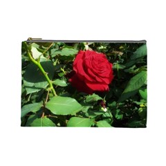 Deep Red Rose Cosmetic Bag (large) by okhismakingart