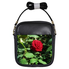 Deep Red Rose Girls Sling Bag by okhismakingart