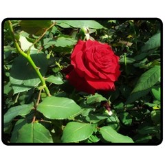 Deep Red Rose Double Sided Fleece Blanket (medium)  by okhismakingart