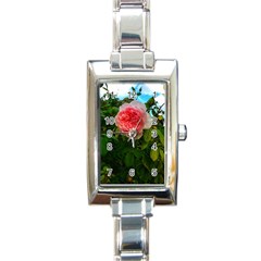 Complex Pink Rose Rectangle Italian Charm Watch by okhismakingart