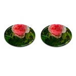 Complex Pink Rose Cufflinks (Oval) Front(Pair)