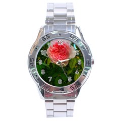 Complex Pink Rose Stainless Steel Analogue Watch by okhismakingart