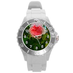 Complex Pink Rose Round Plastic Sport Watch (l) by okhismakingart