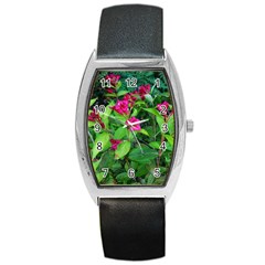 Purple Park Flowers Barrel Style Metal Watch by okhismakingart