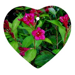 Purple Park Flowers Heart Ornament (two Sides) by okhismakingart