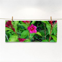 Purple Park Flowers Hand Towel by okhismakingart