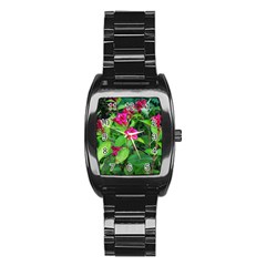 Purple Park Flowers Stainless Steel Barrel Watch by okhismakingart