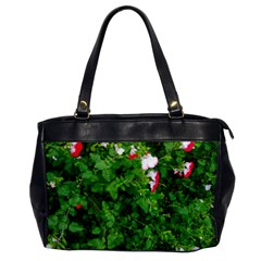 Red and White Park Flowers Oversize Office Handbag