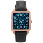 Sidewalk Flower Rose Gold Leather Watch  Front