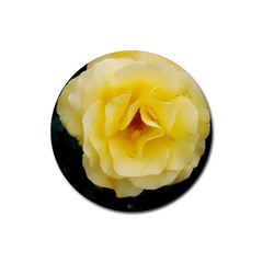 Pale Yellow Rose Rubber Coaster (round)  by okhismakingart