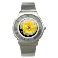 Pale Yellow Rose Stainless Steel Watch by okhismakingart