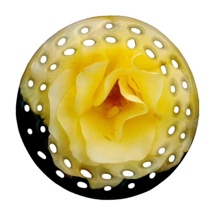 Pale Yellow Rose Round Filigree Ornament (Two Sides)