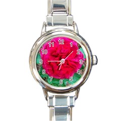 Folded Red Rose Round Italian Charm Watch by okhismakingart