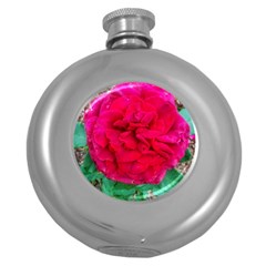 Folded Red Rose Round Hip Flask (5 Oz) by okhismakingart