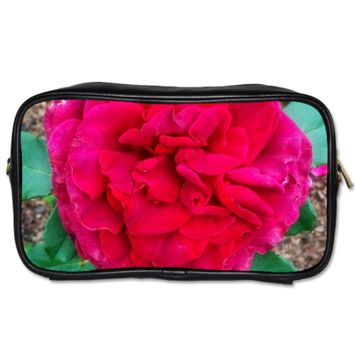 Folded Red Rose Toiletries Bag (Two Sides)