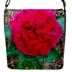 Folded Red Rose Flap Closure Messenger Bag (s) by okhismakingart