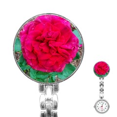 Folded Red Rose Stainless Steel Nurses Watch by okhismakingart