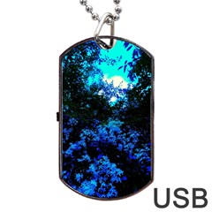 Cascade Of Flowers Dog Tag Usb Flash (two Sides) by okhismakingart