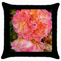 Folded Pink And Orange Rose Throw Pillow Case (black) by okhismakingart