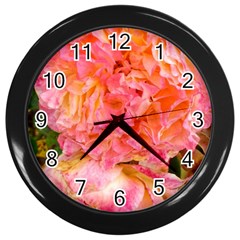 Folded Pink And Orange Rose Wall Clock (black) by okhismakingart