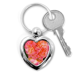 Folded Pink And Orange Rose Key Chains (heart)  by okhismakingart