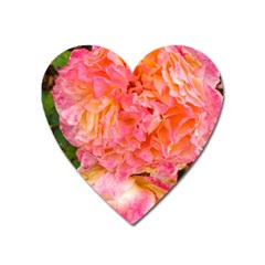 Folded Pink And Orange Rose Heart Magnet by okhismakingart