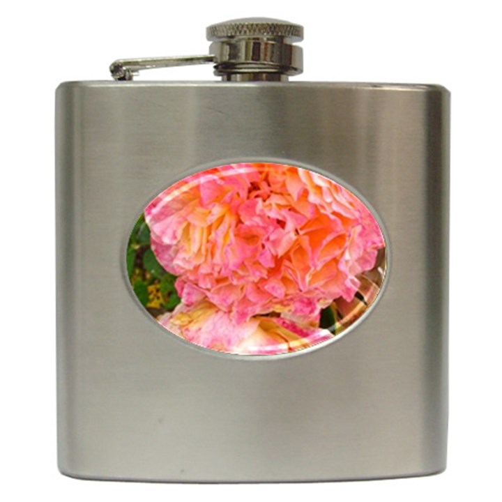 Folded Pink and Orange Rose Hip Flask (6 oz)