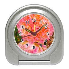 Folded Pink And Orange Rose Travel Alarm Clock by okhismakingart