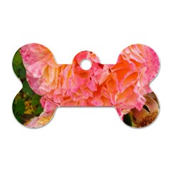 Folded Pink And Orange Rose Dog Tag Bone (one Side) by okhismakingart