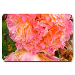 Folded Pink And Orange Rose Large Doormat  by okhismakingart