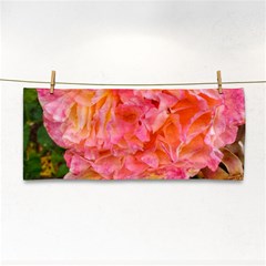 Folded Pink And Orange Rose Hand Towel by okhismakingart