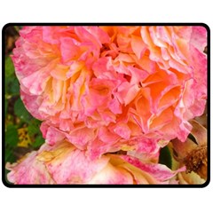 Folded Pink And Orange Rose Fleece Blanket (medium)  by okhismakingart