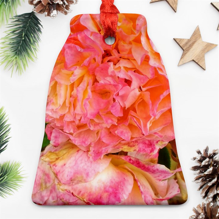 Folded Pink and Orange Rose Ornament (Bell)