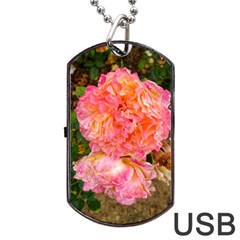 Folded Pink And Orange Rose Dog Tag Usb Flash (two Sides) by okhismakingart