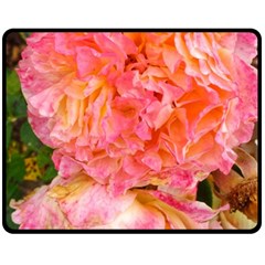 Folded Pink And Orange Rose Double Sided Fleece Blanket (medium)  by okhismakingart