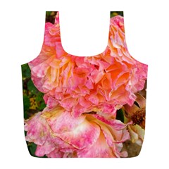 Folded Pink And Orange Rose Full Print Recycle Bag (l) by okhismakingart