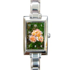 Bunch Of Orange And Pink Roses Rectangle Italian Charm Watch by okhismakingart