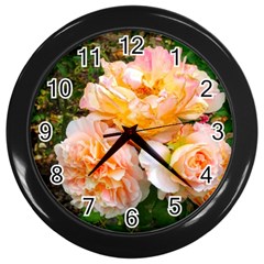 Bunch Of Orange And Pink Roses Wall Clock (black) by okhismakingart