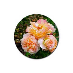 Bunch Of Orange And Pink Roses Rubber Round Coaster (4 Pack)  by okhismakingart