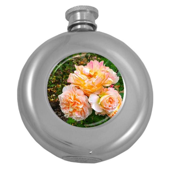 Bunch of Orange and Pink Roses Round Hip Flask (5 oz)