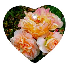 Bunch Of Orange And Pink Roses Heart Ornament (two Sides) by okhismakingart