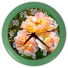 Bunch Of Orange And Pink Roses Color Wall Clock by okhismakingart