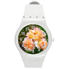 Bunch Of Orange And Pink Roses Round Plastic Sport Watch (m) by okhismakingart