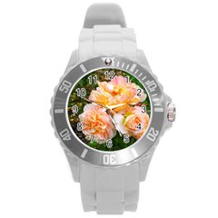 Bunch Of Orange And Pink Roses Round Plastic Sport Watch (l) by okhismakingart