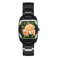 Bunch Of Orange And Pink Roses Stainless Steel Barrel Watch by okhismakingart