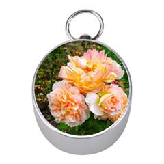 Bunch Of Orange And Pink Roses Mini Silver Compasses by okhismakingart