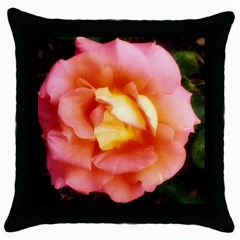 Light Orange And Pink Rose Throw Pillow Case (black) by okhismakingart