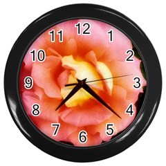 Light Orange And Pink Rose Wall Clock (black) by okhismakingart