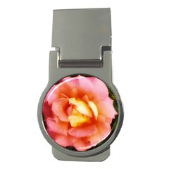 Light Orange And Pink Rose Money Clips (round)  by okhismakingart